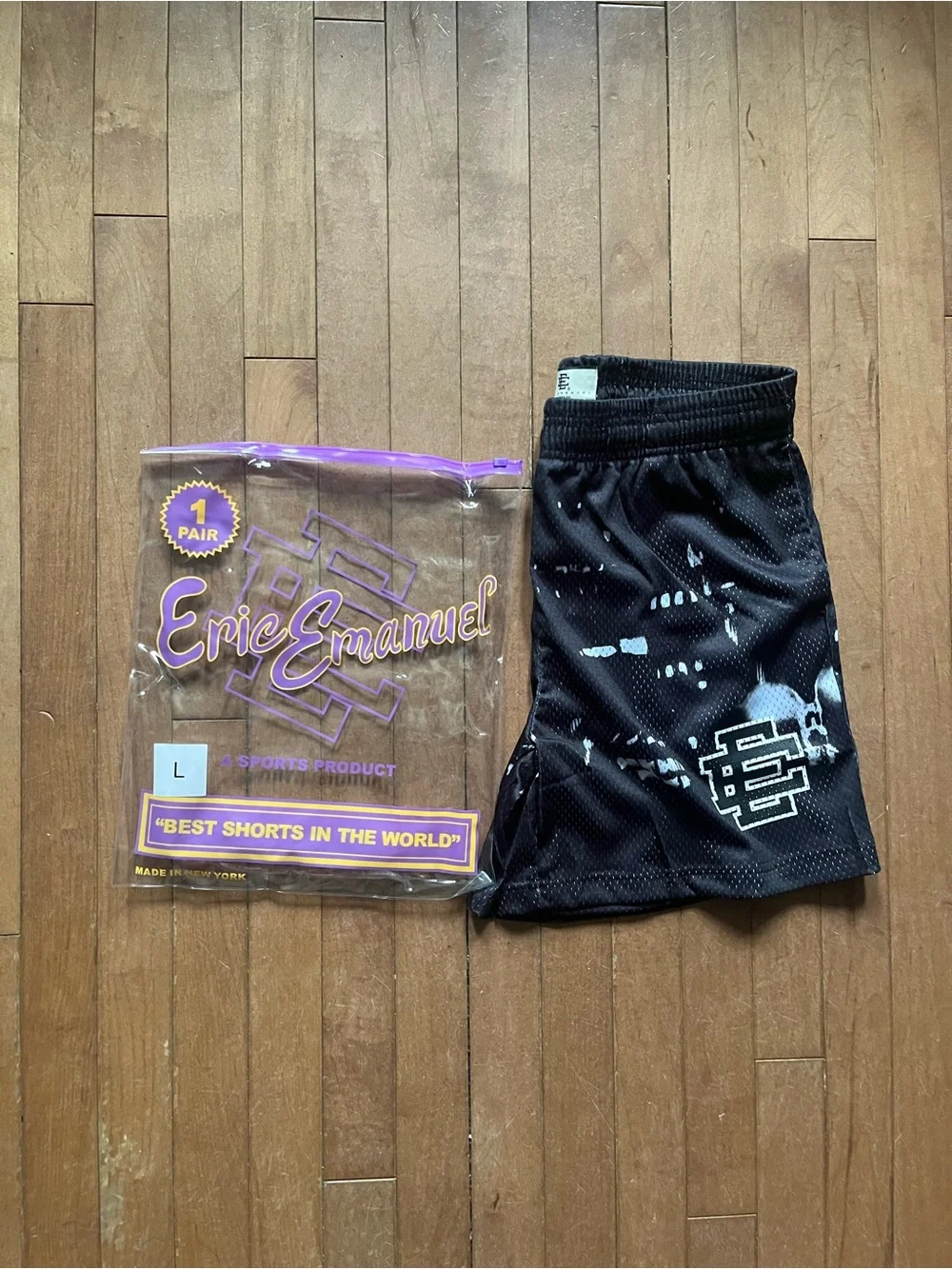 Eric Emanuel Black Athletic Shorts with White skyline